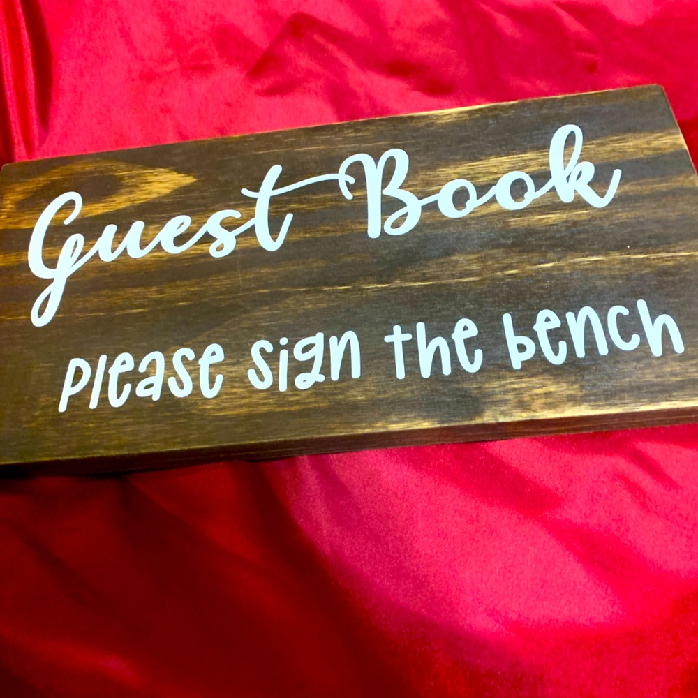 Wedding bench guest book sign